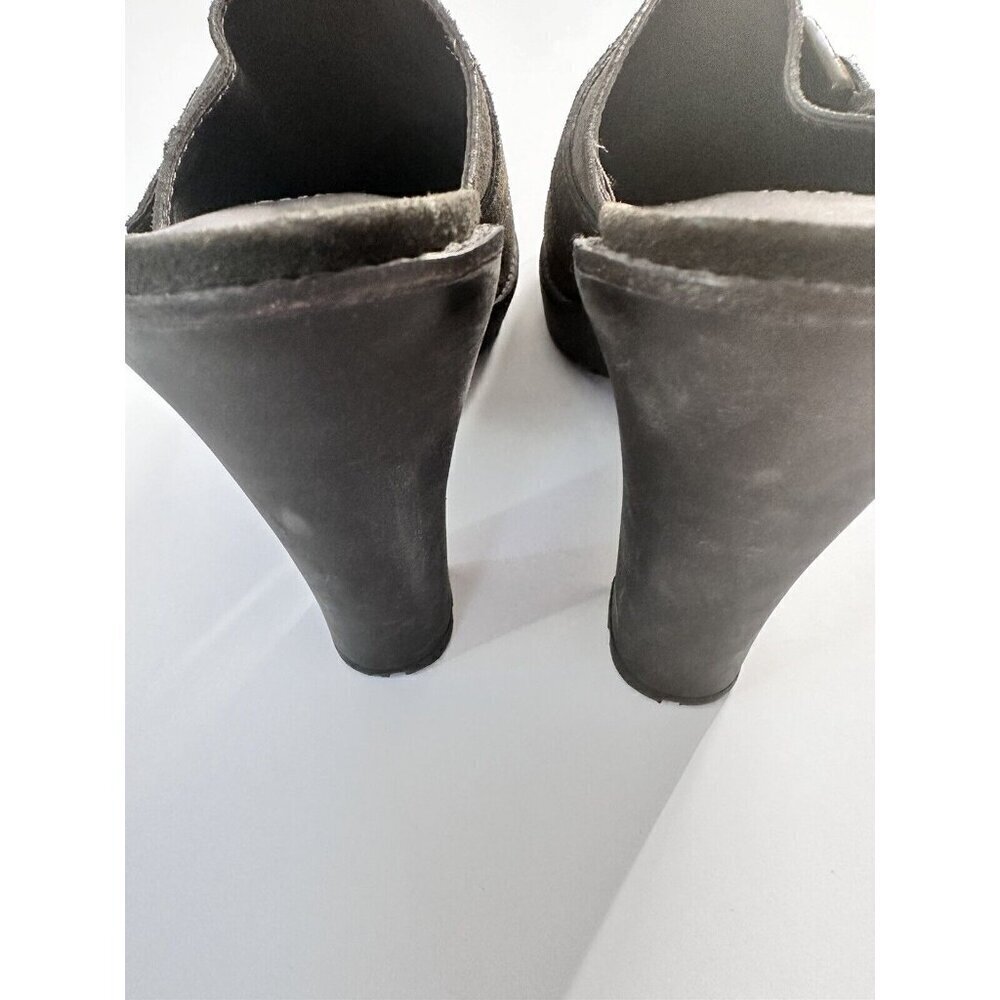 La Spiga Women's Suede Olive Green Mules Clogs Size 6.5 Retro Y2K 70s‎ 80s 90s - Picture 5 of 7